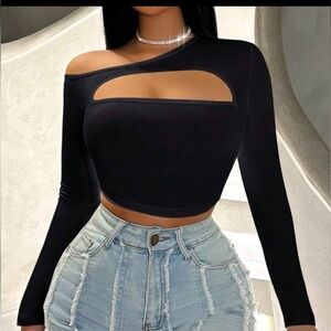 Black long sleeve Crop Top